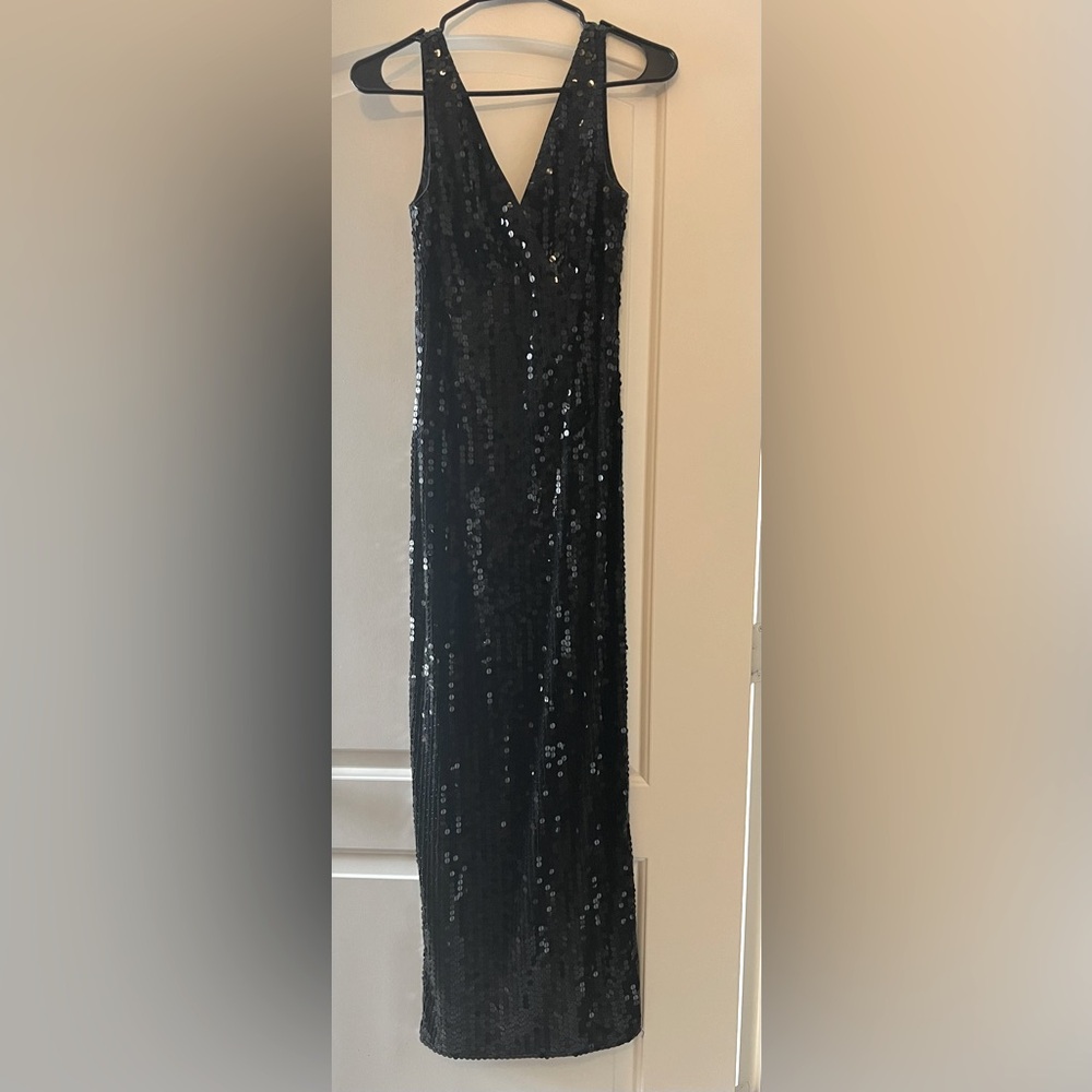 PAPELL BOUTIQUE Evening gorgeous Black sequined gown dress Size 4